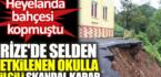 Bahçesi heyelanda sürüklenen okulda eğitime devam edilecek