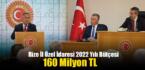 Rize İl Özel İdaresi 2022 Yılı Bütçesi 160 Milyon TL