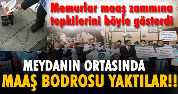 Meydanın ortasında maaş bodrosu yaktılar