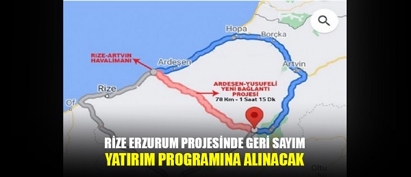 Rize – Erzurum yolu projesinde geri sayım