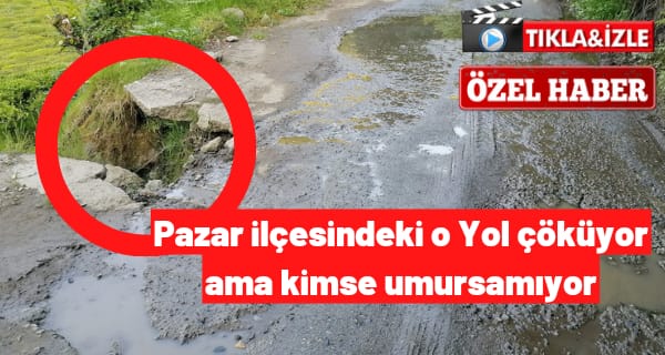 Pazar ilçesindeki O Yol çöküyor ama kimse umursamıyor