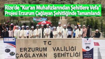 Rize’de “Kur’an Muhafızlarından Şehitlere Vefa” Projesi Erzurum Çağlayan Şehitliğinde Tamamlandı