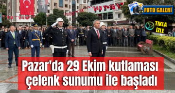 Pazar’da 29 Ekim kutlaması çelenk sunumu ile başladı