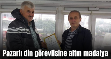 41’inci kez kan bağışında bulunan Pazarlı Din Görevlisine altın madalya